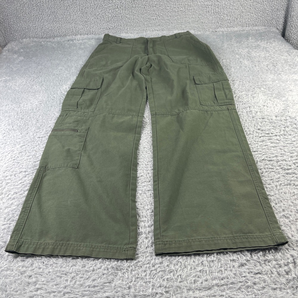 Aeropostale Utility Cargo Pants Mens Medium Olive Green Cotton Wide Leg Canvas